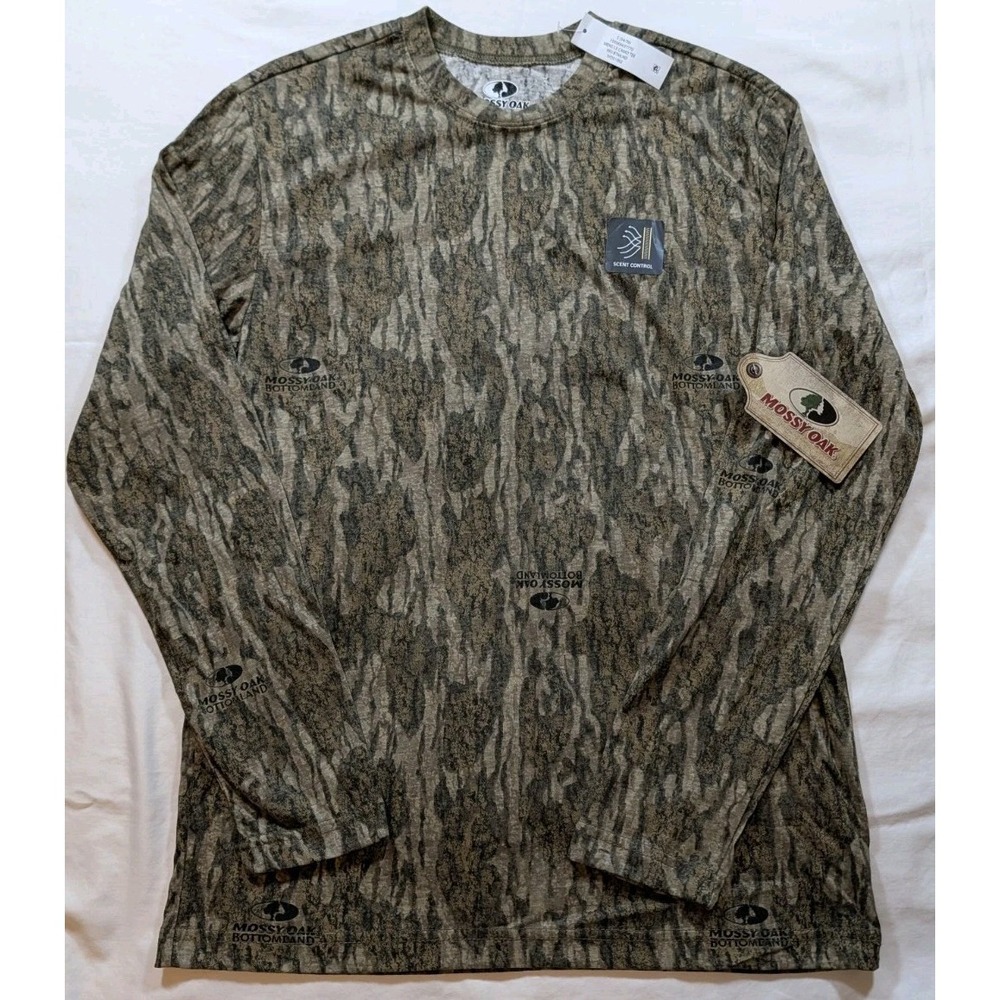NWT Mossy Oak Men's Long Sleeve Camo Tee - Bottomland Scent Control Various Size